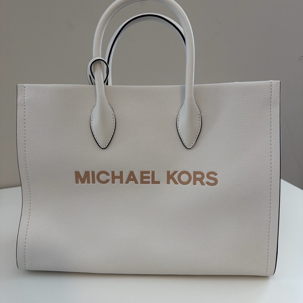 Michael Kors White and Gold Tote Bag